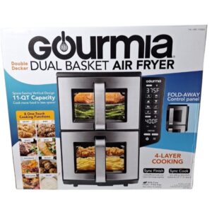 Gourmia 11 Quart Dual Basket Air Fryer 8 Functions with 4-Layer Cooking - New Open Box