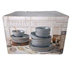 Over&Back Options 16-Piece Dinnerware Set of Plates & Bowls - Gray - New