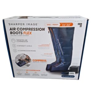 Sharper Image Flex Leg Recovery Air Compression Boots Small/Medium 5'0-5'8 BLUE - New Open Box